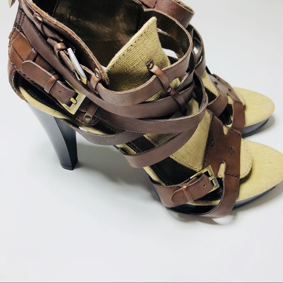 FIRM Sam Edelman Shane Strap Sandal Brown Heel - Picture 3 of 8